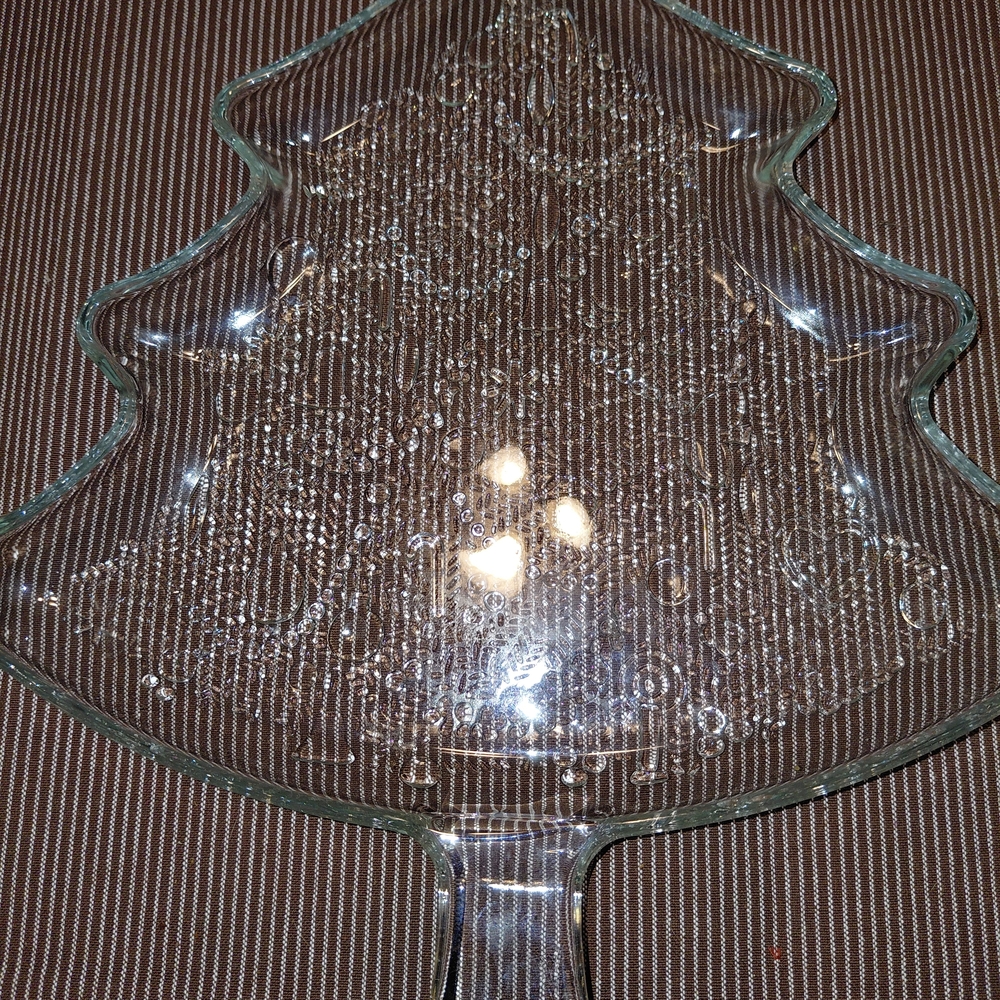Glass Christmas Tree Serving Platter